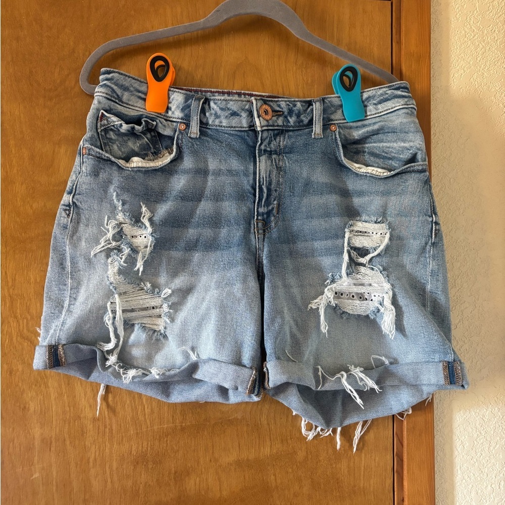 Edgely Blue Jean Shorts Distressed Style